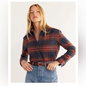 SOLD OUT Pendleton Double Brushed Boyfriend Flannel Navy Rosewood Orange XS NWOT